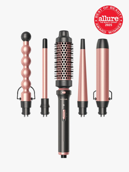 Wavytalk Multi Curl set in branded pink and black color way on light gray background with red Allure Best of Beauty seal in the top right corner